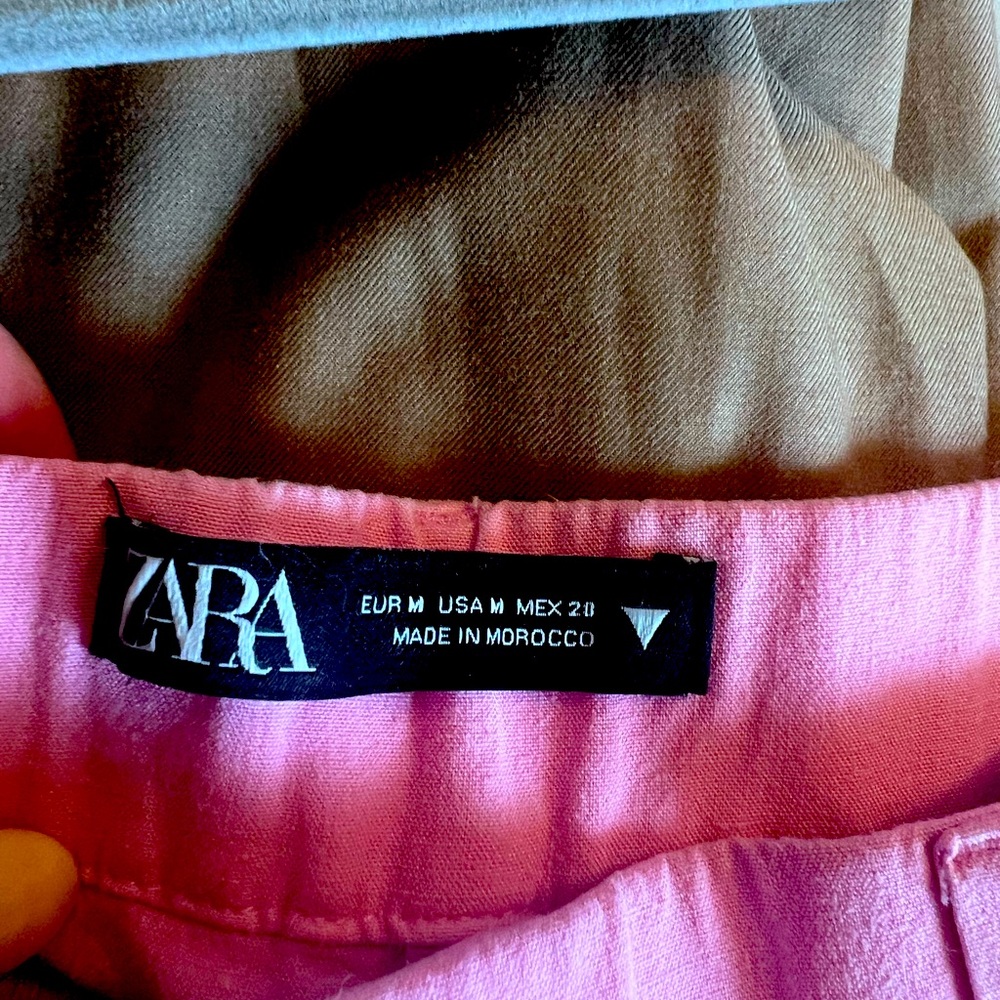 Zara Pink Linen wide leg pants